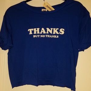 Garage graphic short sleeve crop t-shirt.